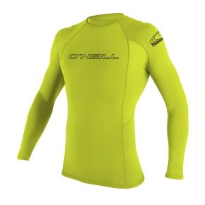 Koszulka ONEILL BASIC SKINS L/S RASH GUARD. Zielone bluzki O'Neill, l, bez wzorów, sportowe, bez kołnierzyka, bez ramiączek. Za 146,80 zł.