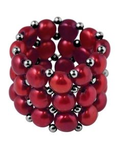 Pearline Pierścionek perłowy w kolorze czerwonym rozmiar: onesize. Czerwone pierścionki Pearline, z perłą. Za 173,99 zł.