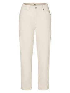MAC Dżinsy "Iowa" - Relaxed fit - w kolorze beżowym rozmiar: 34. Brązowe jeansy MAC, z aplikacjami, ze skóry, z podwyższonym stanem. Za 298,45 zł.