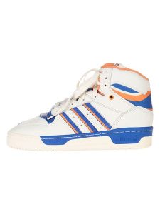 Adidas Skórzane sneakersy "Attitude Hi NY Islanders" w kolorze kremowo-niebiesko-pomarańczowym rozmiar: 39 1/3. Brązowe trampki ADIDAS, bez wzorów, za kostkę, bez zapięcia. Za 175,26 zł.