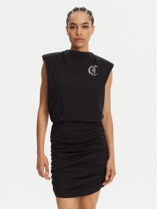 Just Cavalli Sukienka codzienna 78PAOE11 Czarny Regular Fit. Czarne sukienki Just Cavalli, na co dzień, xl, bez wzorów, z bawełny, bez kołnierzyka, bez ramiączek, proste. Za 679,99 zł.
