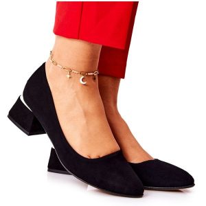 Lewski Shoes Zamszowe Czółenka Lewski 3118 Czarne. Czarne czółenka bez wzorów, ze skóry, bez obcasa, na obcasie, bez zapięcia. Za 410,13 zł.
