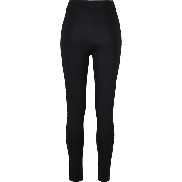 Legginsy damskie Urban Classics flock lace stripe (grandes tailles). Czarne legginsy Urban Classics, bez wzorów. Za 176,00 zł.