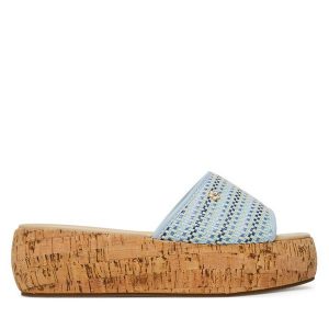 Klapki Roxy. Niebieskie klapki Roxy, bez wzorów, bez obcasa. Za 111,99 zł.