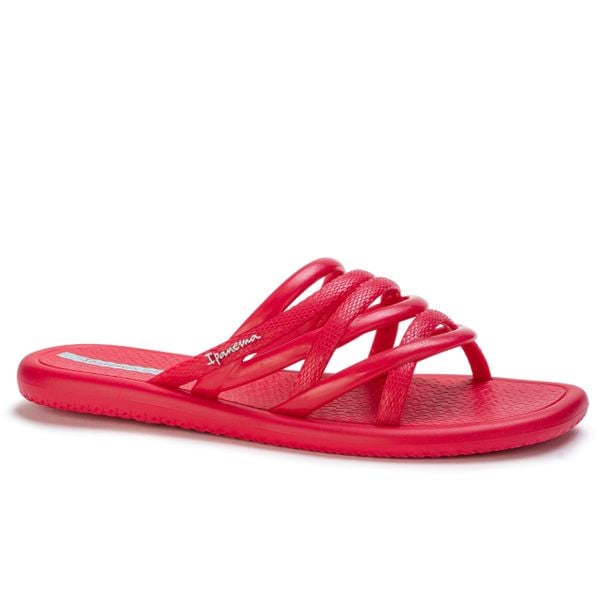 Klapki damskie Ipanema 83606 MEU SOL SLIDER FEM. Czerwone klapki Ipanema, bez wzorów, z materiału, bez obcasa. Za 45,00 zł.