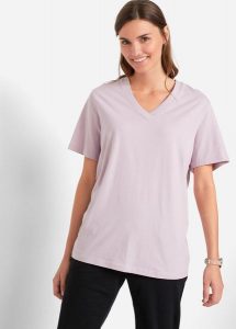 Długi T-shirt (5 szt.). Czerwone t-shirty bonprix, bez wzorów, bez kołnierzyka, bez ramiączek. Za 147,99 zł.