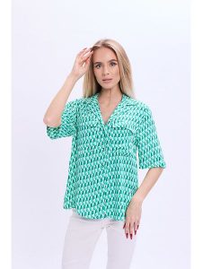 Marks & Spencer Bluzka w kolorze zielono-białym rozmiar: 36. Zielone bluzki Marks & Spencer, bez wzorów, z wiskozy, bez kołnierzyka, bez ramiączek. Za 61,46 zł.