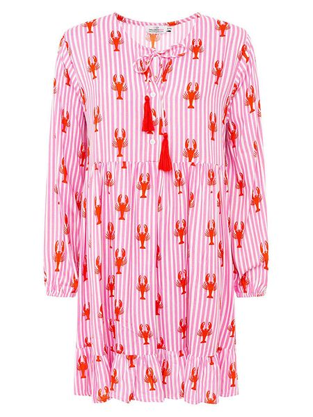 Zwillingsherz Sukienka "Lobsters & Stripes" w kolorze jasnoróżowym rozmiar: L/XL. Różowe sukienki Zwillingsherz, na co dzień, l, bez wzorów, z wiskozy, bez kołnierzyka, bez ramiączek, midi, proste. Za 166,88 zł.