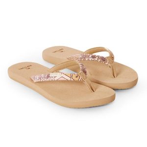 Japonki damskie Rip Curl Freedom Bloom Open Toe. Brązowe klapki RIPCURL, bez wzorów, z otwartym noskiem, bez obcasa. Za 99,99 zł.