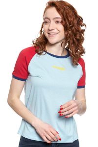 WRANGLER T SHIRT DAMSKI RAGLAN TEE ANGEL FALLS BLU W7N8F6B07 112131984. T-shirty Wrangler, s, bez wzorów, bez kołnierzyka, bez ramiączek. W wyprzedaży za 39,99 zł.