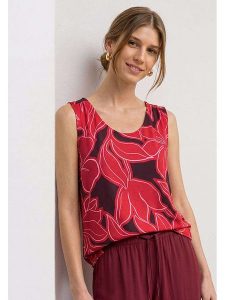 Street One Top w kolorze czerwonym rozmiar: 36. Czerwone topy Street One, bez wzorów, street, bez kołnierzyka, bez ramiączek. Za 94,38 zł.