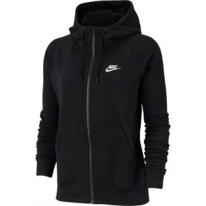 Bluza sportowa damska Nike Wmns Essential FZ Fleece. Czarne bluzy Nike, bez wzorów, z kapturem. Za 371,00 zł.