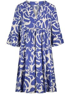 Sublevel Sukienka w kolorze niebiesko-białym rozmiar: L. Białe sukienki Sublevel, na imprezę, l, bez wzorów, z wiskozy, klasyczne, bez kołnierzyka, bez ramiączek, midi. Za 136,45 zł.