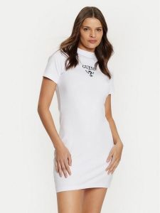 Guess Sukienka codzienna V4YK02 KCDH1 Biały Slim Fit. Białe kombinezony Guess, s, z aplikacjami, z bawełny, bez kołnierzyka, bez ramiączek. Za 169,99 zł.