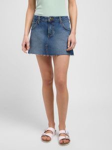 DAMSKA SPÓDNICA LEE MINI SKIRT FACETS OF BLUE 112349008. Niebieskie spódnice Lee, bez wzorów, mini. Za 139,99 zł.
