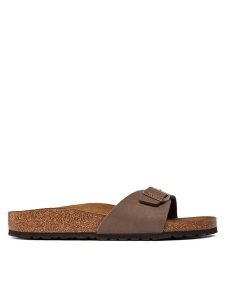 Birkenstock Klapki Madrid 0040093 Brązowy. Brązowe klapki Birkenstock, bez wzorów, ze skóry, bez obcasa. Za 309,99 zł.
