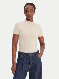 Guess Bluzka W6RP16 KD012 Beżowy Regular Fit. Brązowe bluzki Guess, l, z aplikacjami, z syntetyku, bez kołnierzyka, bez ramiączek. Za 219,99 zł.