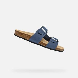 Sandały GEOX D BRIONIA Niebieski. Niebieskie buty trekkingowe Geox, ze skóry, bez zapięcia. Za 266,99 zł.