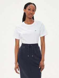 Gant T-Shirt Shield 4200200 Biały Regular Fit. Białe t-shirty GANT, m, bez wzorów, z bawełny, bez kołnierzyka, bez ramiączek. Za 199,99 zł.