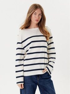 Tommy Hilfiger Bluzka Gold Button WW0WW45760 Écru Relaxed Fit. Bluzki TOMMY HILFIGER, m, bez wzorów, z bawełny, bez kołnierzyka, bez ramiączek. Za 209,99 zł.