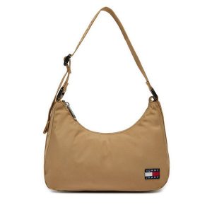 Torebka Tommy Jeans. Brązowe torebki klasyczne Tommy Jeans, bez wzorów, z jeansu, bez dodatków. Za 179,99 zł.