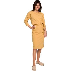 Be Wear Sukienka w kolorze musztardowym rozmiar: XL. Sukienki Be Wear, xl, bez wzorów, bez kołnierzyka, bez ramiączek, midi. Za 110,04 zł.