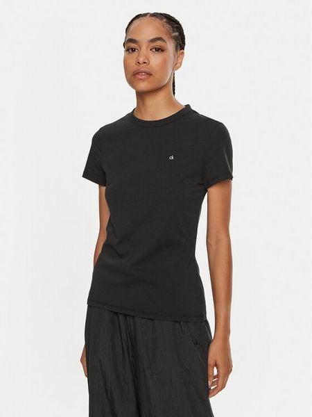 Calvin Klein T-Shirt Emb Graphic K20K208061 Czarny Slim Fit. Czarne t-shirty Calvin Klein, xl, bez wzorów, z bawełny, bez kołnierzyka, bez ramiączek. Za 89,99 zł.