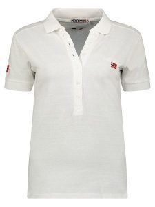 Geographical Norway Koszulka polo "Kelly" w kolorze białym rozmiar: XXL. Białe bluzki Geographical Norway, xxl, bez wzorów, z bawełny, bez kołnierzyka, bez ramiączek. Za 57,06 zł.