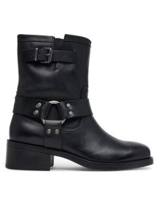 Tommy Jeans Botki Tjw Biker EN0EN02811 Czarny. Czarne botki Tommy Jeans, bez wzorów, z jeansu, bez obcasa, na płaskiej podeszwie, bez zapięcia. Za 539,99 zł.