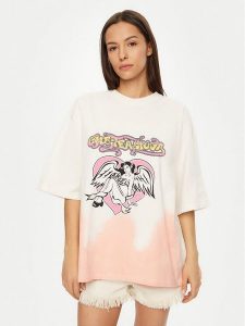 One Teaspoon T-Shirt Angel 26821 Écru Relaxed Fit. T-shirty One Teaspoon, xxs, bez wzorów, z bawełny, bez kołnierzyka, bez ramiączek. Za 249,99 zł.