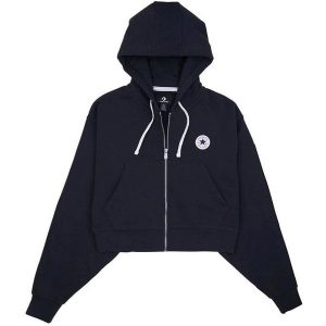 Bluza z kapturem Converse Retro Full-Zip Hoodie, Kobiety. Czarne bluzy Converse, xl, bez wzorów, z bawełny, z kapturem. Za 390,00 zł.