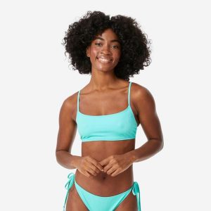 Góra kostiumu kąpielowego damska Roxy Braletka. Niebieskie bikini Roxy, bez wzorów, z tkaniny. Za 79,99 zł.