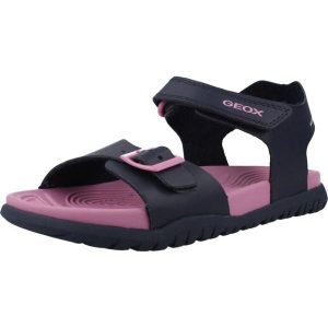Sandały GEOX J SANDAL FUSBETTO GI Niebieski. Niebieskie sandały Geox, bez wzorów, z syntetyku, bez obcasa, bez zapięcia. Za 207,99 zł.