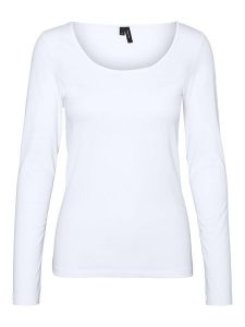 Vero Moda Koszulka w kolorze białym rozmiar: L. Białe bluzki Vero Moda, l, bez wzorów, z bawełny, bez kołnierzyka, bez ramiączek. Za 52,67 zł.