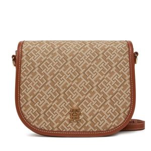 Torebka Tommy Hilfiger. Brązowe listonoszki TOMMY HILFIGER, bez wzorów, bez dodatków. Za 379,99 zł.