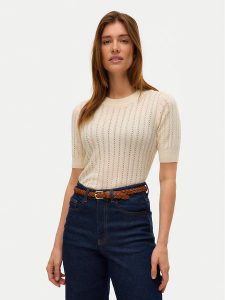 Vero Moda Sweter Morena 10321893 Beżowy Slim Fit. Brązowe swetry klasyczne Vero Moda, m, z bawełny, bez kołnierzyka. Za 139,99 zł.