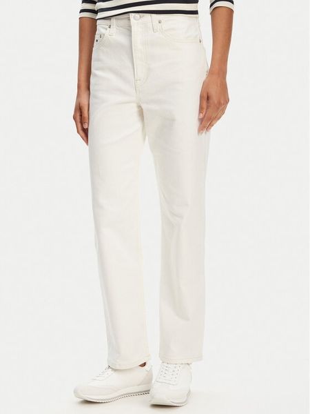 Tommy Jeans Jeansy Layla DW0DW20481 Biały Straight Fit. Białe jeansy Tommy Jeans, bez wzorów, z bawełny. Za 239,99 zł.