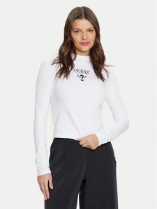Guess Bluzka Colette V4YI23 KCDH1 Biały Slim Fit. Białe bluzki Guess, xl, z aplikacjami, z bawełny, bez kołnierzyka, bez ramiączek. Za 119,99 zł.