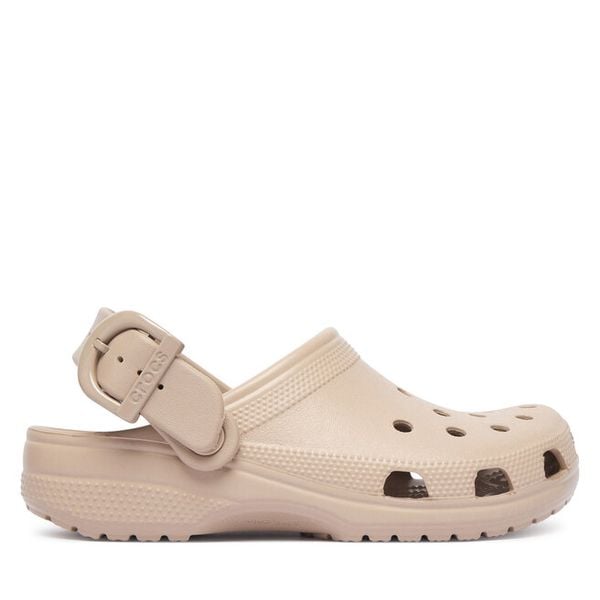 Klapki Crocs. Brązowe klapki Crocs, bez wzorów, bez obcasa. Za 259,99 zł.