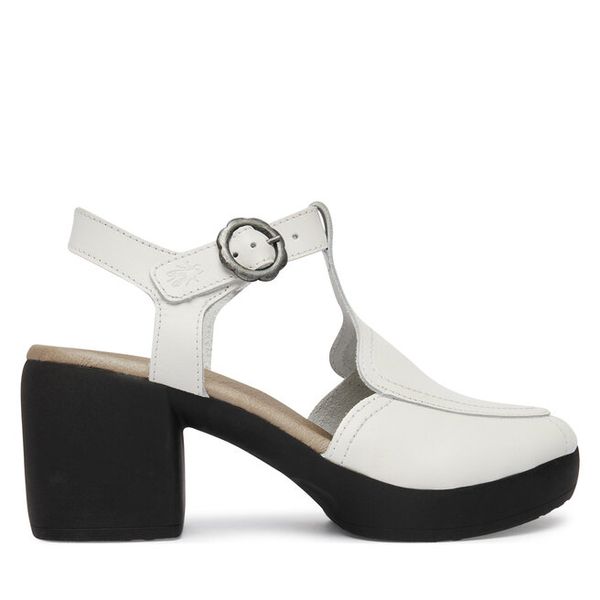 Sandały Fly London. Białe sandały Fly London, bez wzorów, bez obcasa, na słupku, bez zapięcia. Za 589,99 zł.