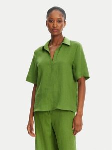Marella Bluzka Nave 2515111032 Zielony Regular Fit. Zielone bluzki Marella, bez wzorów, ze lnu, bez kołnierzyka, bez ramiączek. Za 349,99 zł.