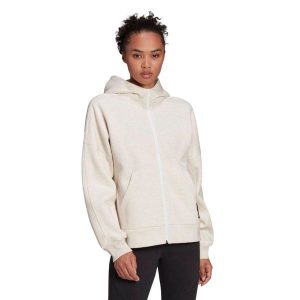 Bluza damska Adidas Sportswear Studio Lounge Fleece Hooded Full-Zip Hoodie. Brązowe bluzy ADIDAS, s, bez wzorów, z bawełny, bez kaptura. Za 312,00 zł.