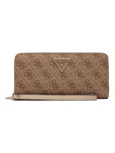 Guess Portfel w kolorze jasnobrązowym - 8 x 12 x 2 cm rozmiar: onesize. Brązowe portfele Guess, z aplikacjami, z materiału. Za 252,71 zł.