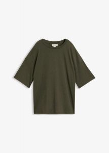 Luźny T-shirt z mieszanki bawełny. Czerwone t-shirty bonprix, bez wzorów, z bawełny, bez kołnierzyka, bez ramiączek. Za 39,99 zł.