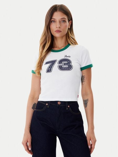 Levi's® T-Shirt Graphic Ringer A3523-0142 Biały Slim Fit. Białe t-shirty l, bez wzorów, z bawełny, bez kołnierzyka, bez ramiączek. Za 119,99 zł.