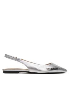 LOVE MOSCHINO Sandały JA11021G1MIF0902 Srebrny. Szare sandały LOVE MOSCHINO, bez wzorów, ze skóry, bez obcasa, na płaskiej podeszwie, bez zapięcia. Za 519,99 zł.