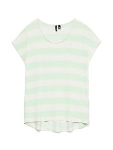 Vero Moda Koszulka w kolorze jasnozielono-białym rozmiar: M. Białe bluzki Vero Moda, m, bez wzorów, bez kołnierzyka, bez ramiączek. Za 85,62 zł.