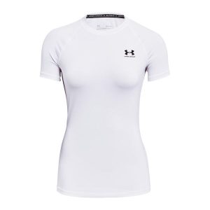 Koszulka treningowa damska Under Armour HeatGear Compression. Białe bluzki Under Armour, m, bez wzorów, sportowe, bez kołnierzyka, bez ramiączek. Za 109,99 zł.