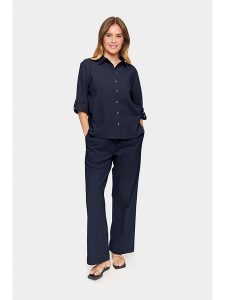 SAINT TROPEZ Koszula w kolorze granatowym rozmiar: S. Niebieskie koszule Saint Tropez, s, bez wzorów, z bawełny, bez kołnierzyka, bez ramiączek. Za 123,45 zł.