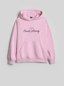 4F Bluza dresowa loose z kapturem damska - różowa L. Czerwone bluzy 4f, l, bez wzorów, z dresówki, z kapturem. Za 169,99 zł.